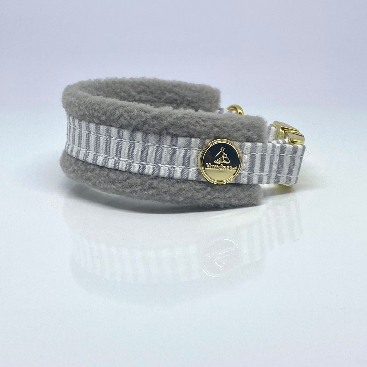 Unterlegtes Halsband MARITIM HELLGRAU + Fleece HELLGRAU – Ansicht 3