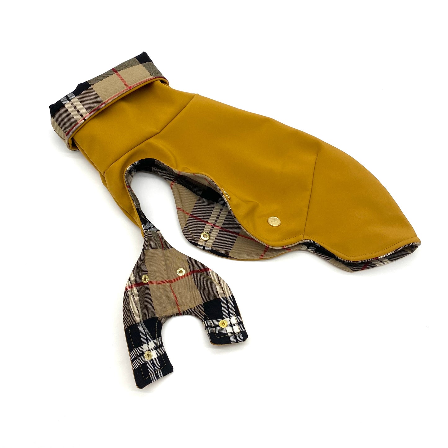 Iggy Hundemantel Softshell SENFGELB + KARO – Ansicht 2