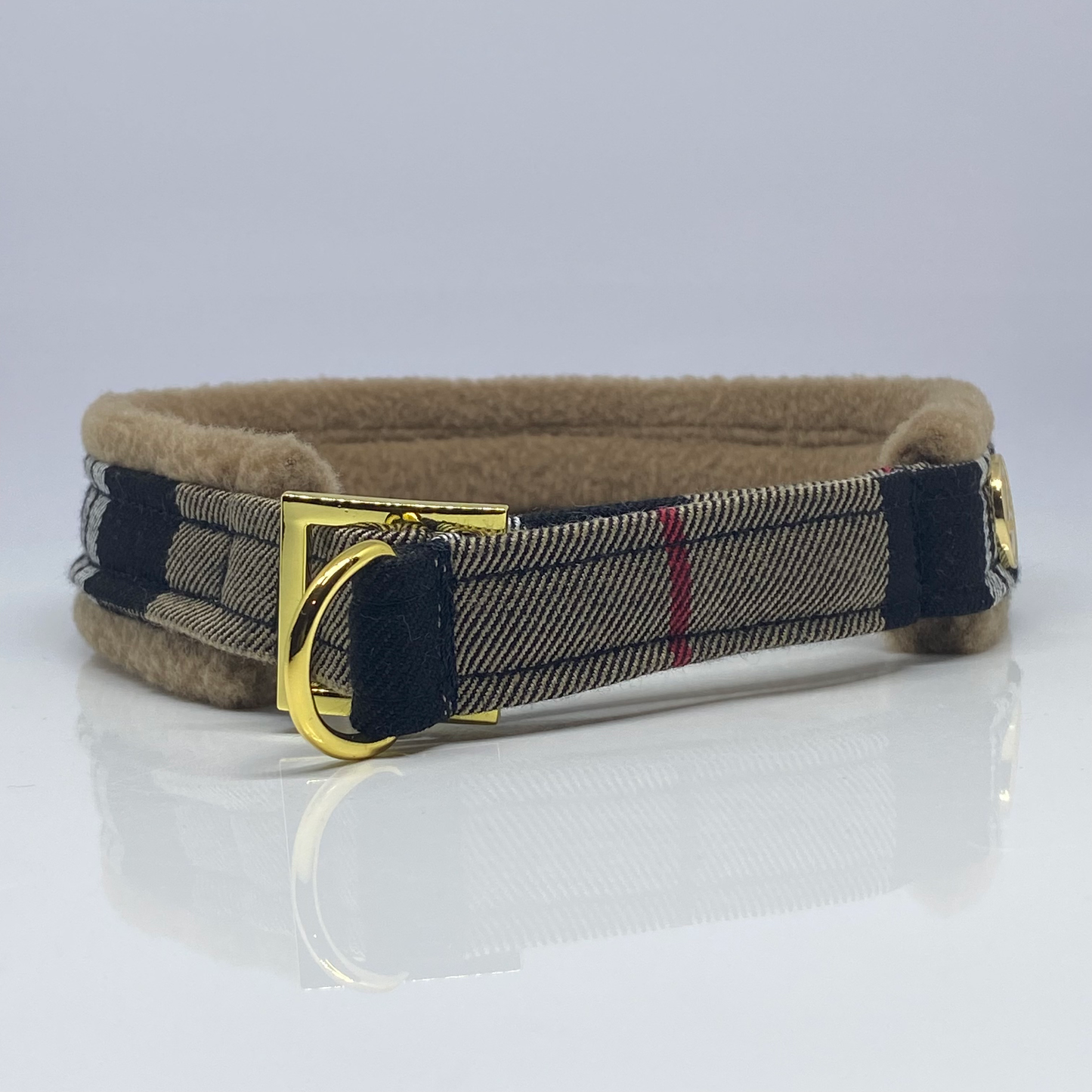 Unterlegtes Halsband KARO + Fleece TOFFEE – Ansicht 3