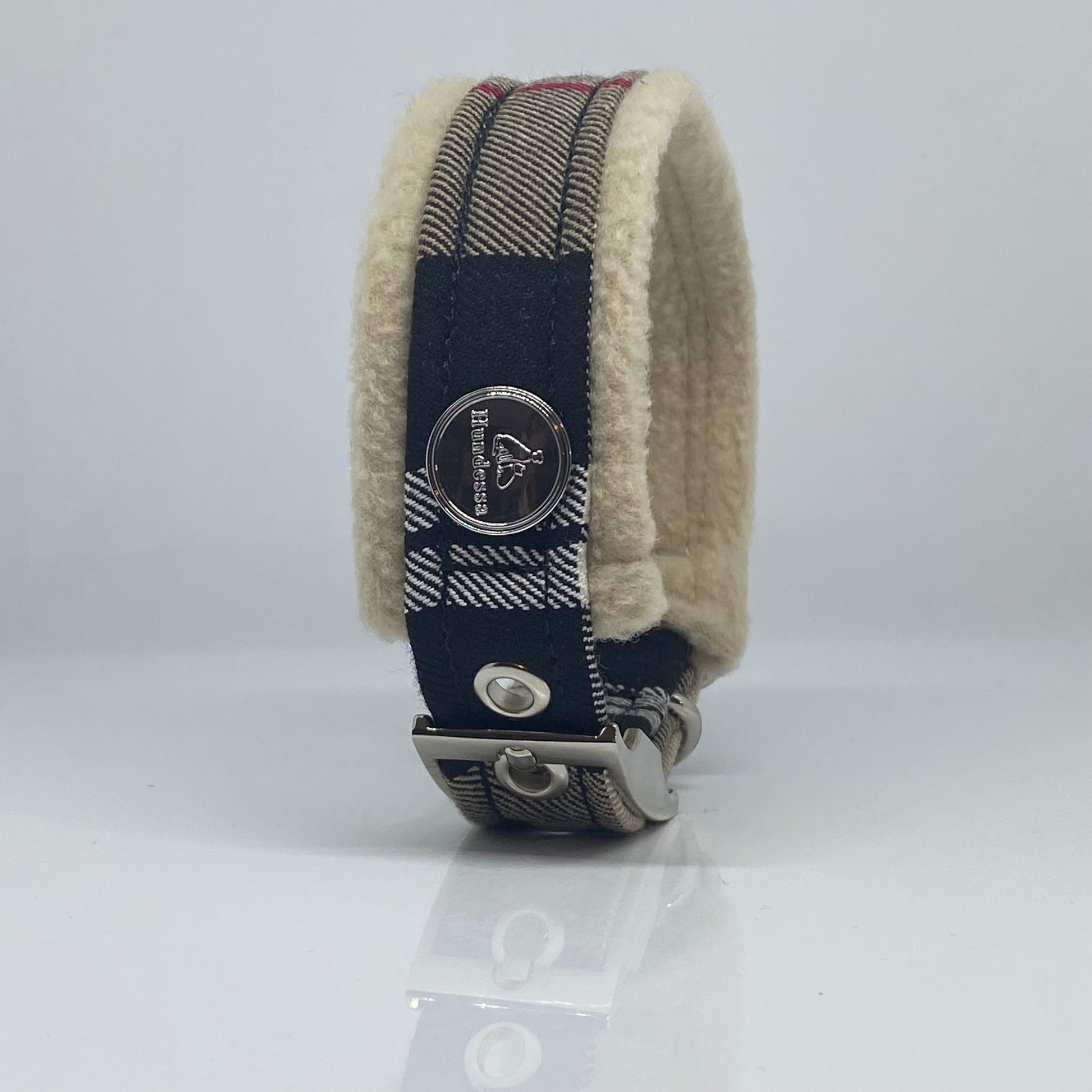 Unterlegtes Halsband KARO + Fleece CREME – Ansicht 4