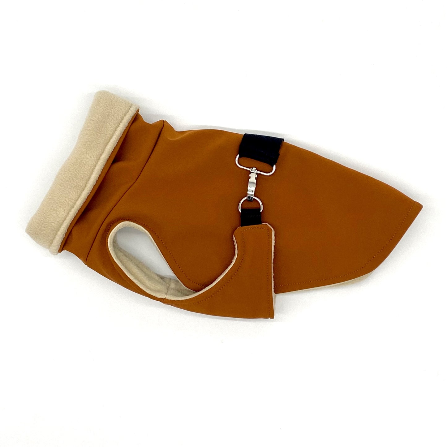 Hundemantel Softshell COGNAC mit Brustgurt – Ansicht 1