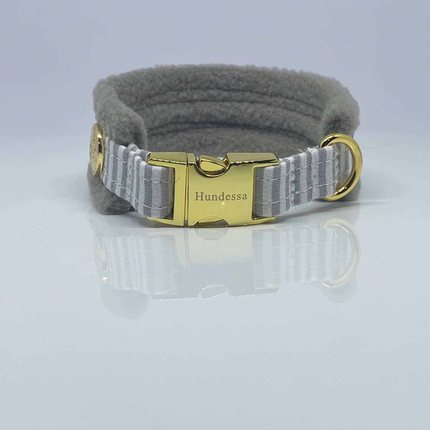 Unterlegtes Halsband MARITIM HELLGRAU + Fleece HELLGRAU – Ansicht 2