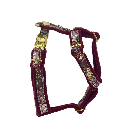 Unterlegtes Geschirr ROSENRANKE + Fleece WEINROT