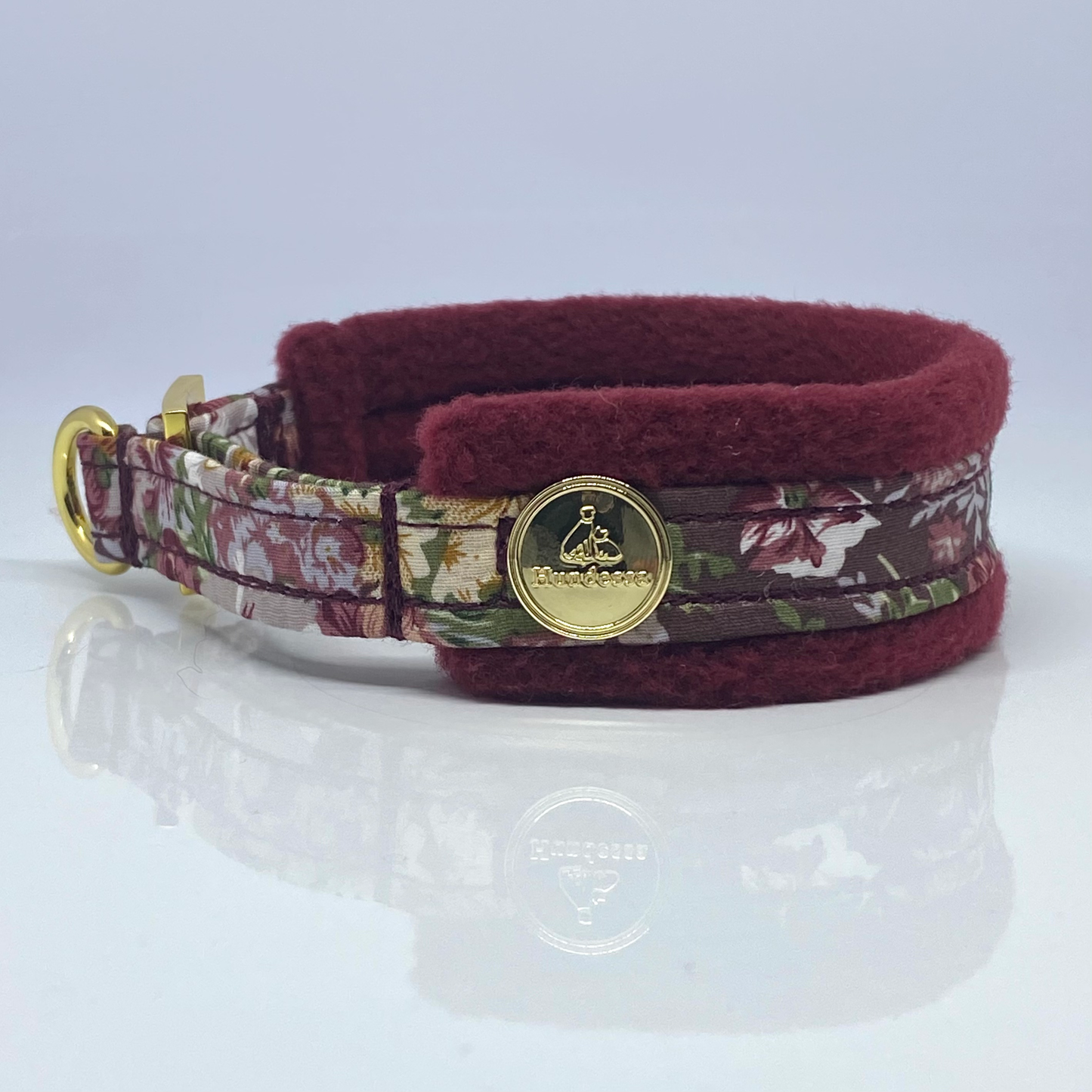 Unterlegtes Halsband ROSENRANKE + Fleece WEINROT – Ansicht 3