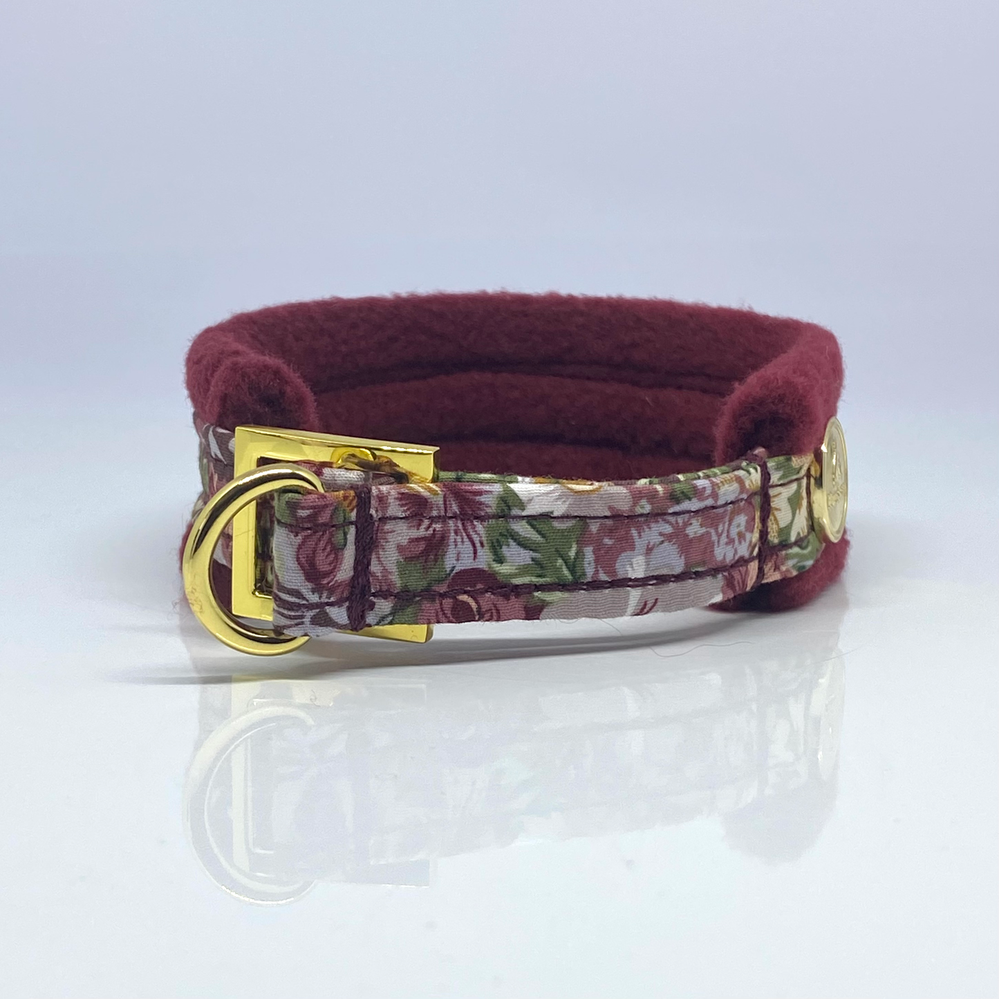 Unterlegtes Halsband ROSENRANKE + Fleece WEINROT – Ansicht 2