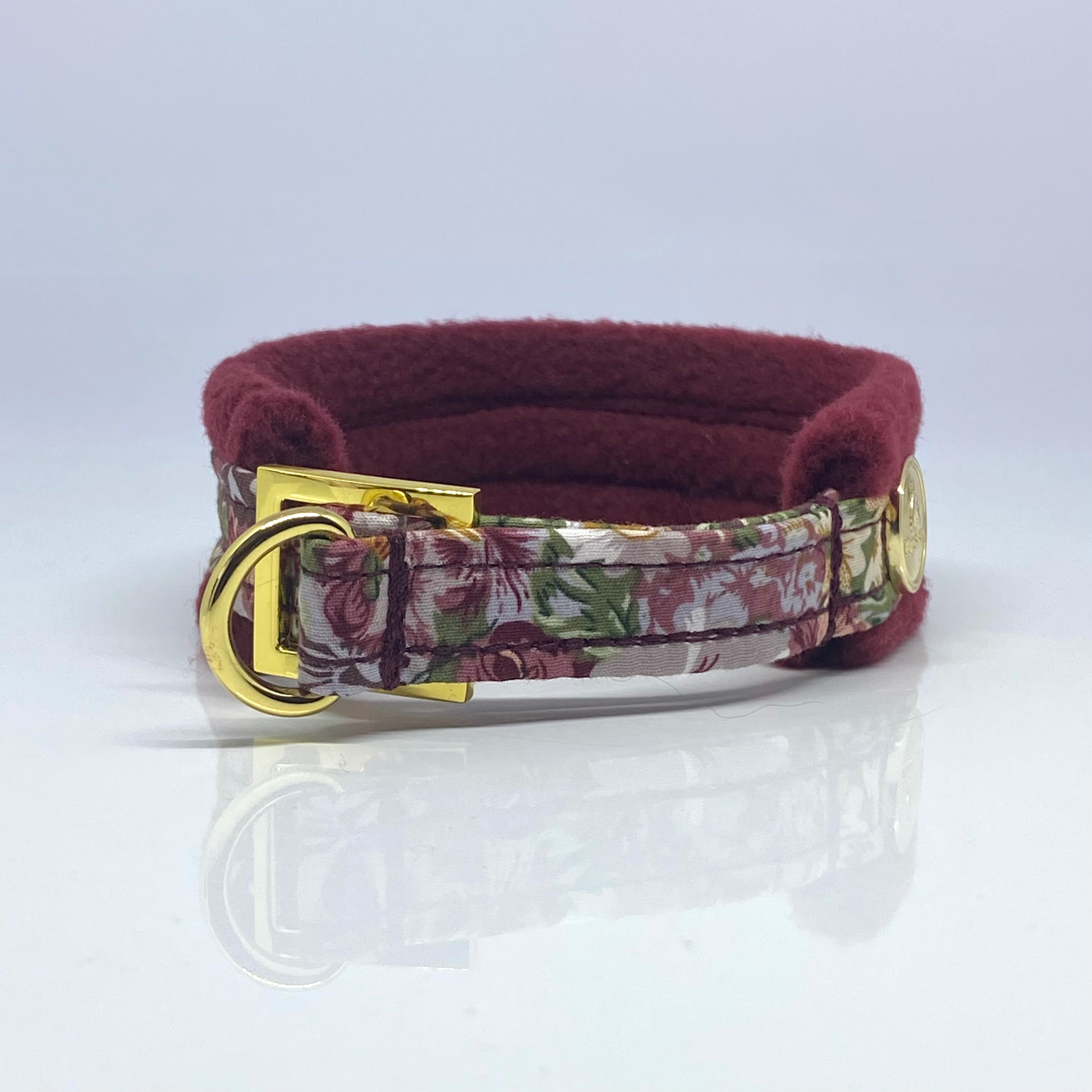Unterlegtes Halsband ROSENRANKE + Fleece WEINROT – Ansicht 2