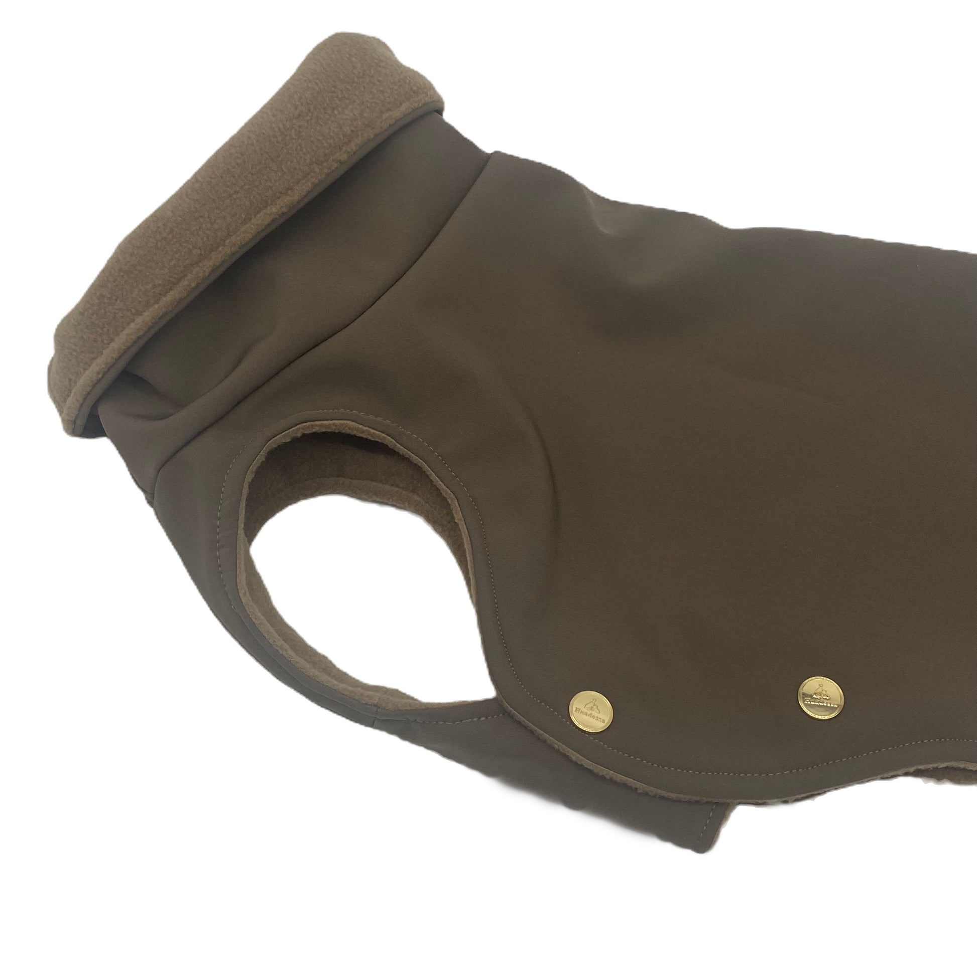 Frenchie Hundemantel Softshell TAUPE mit Fleece TOFFEE – Ansicht 2