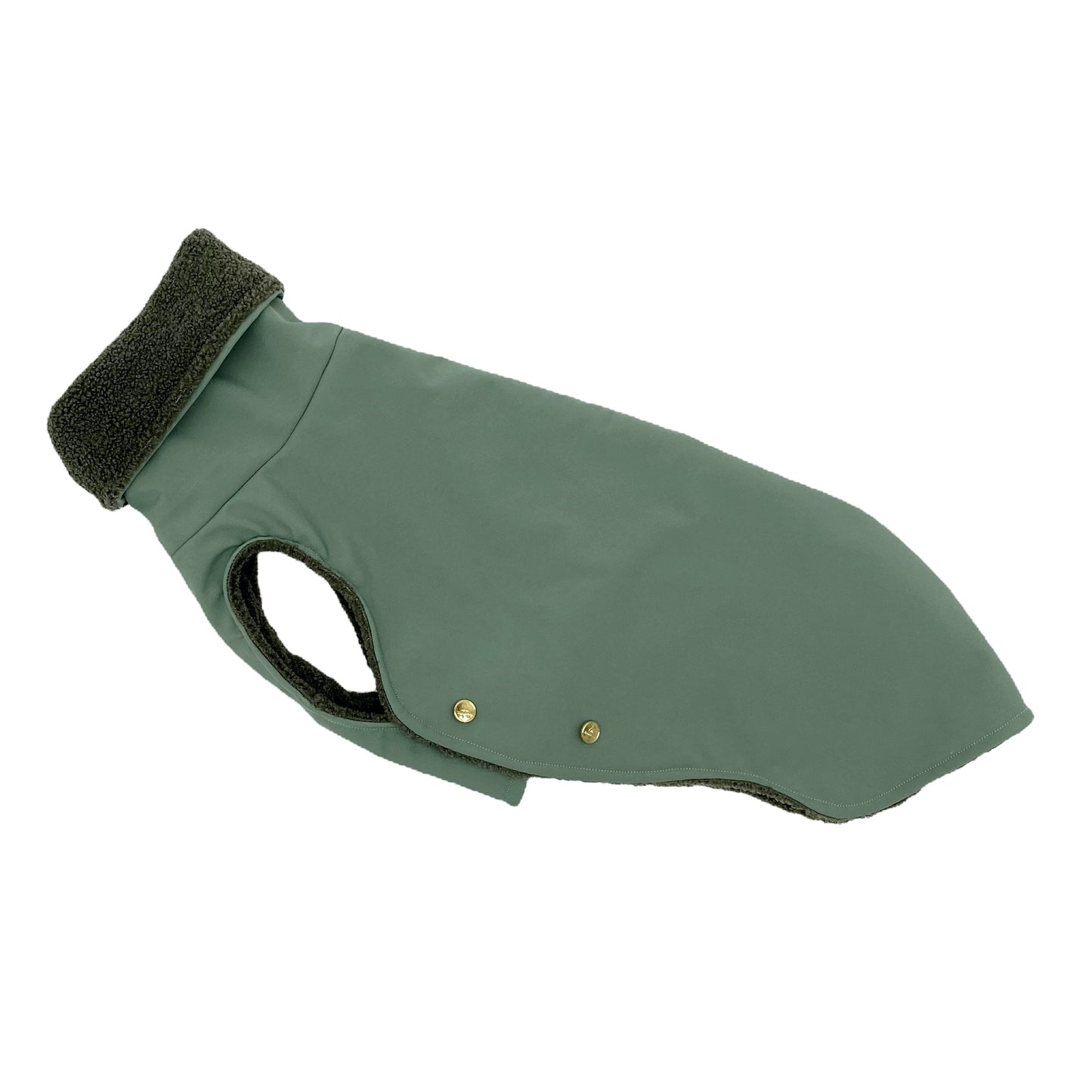 Hundemantel Softshell ALTGRÜN + Teddy