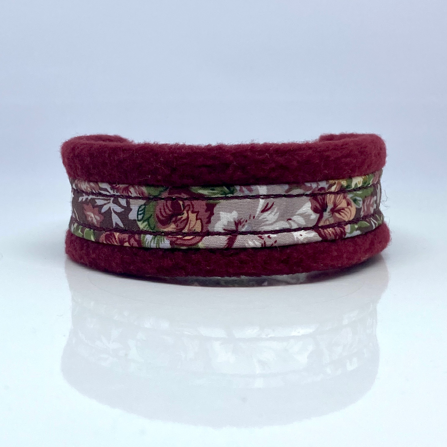 Unterlegtes Halsband ROSENRANKE + Fleece WEINROT – Ansicht 1
