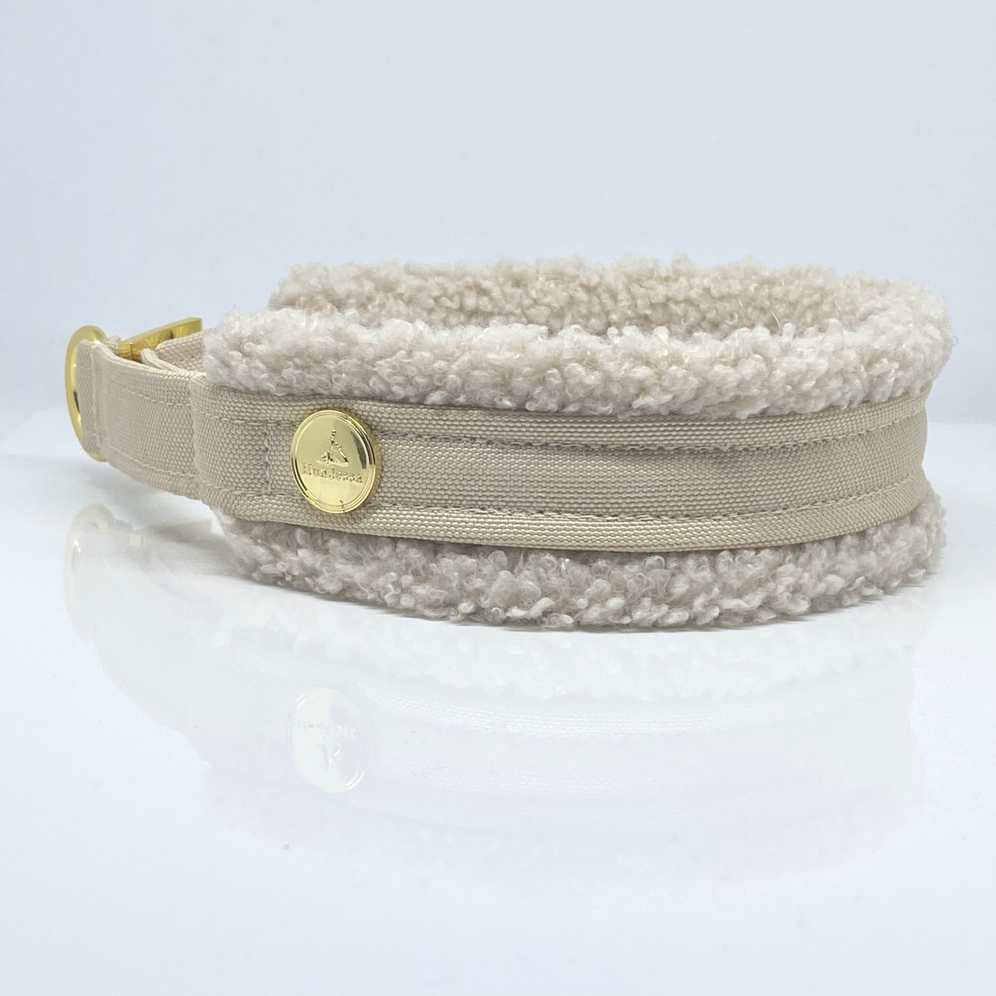Unterlegtes Halsband CHAMPAGNER + Teddy LAMB – Ansicht 3