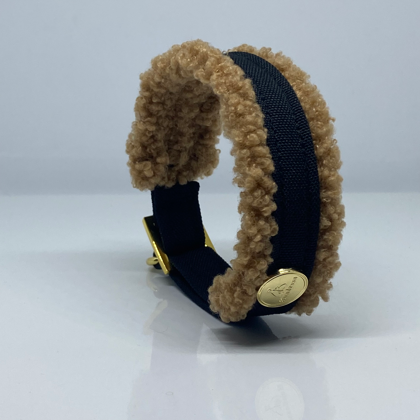 Unterlegtes Halsband BLACK + Teddy HELLBRAUN – Ansicht 4