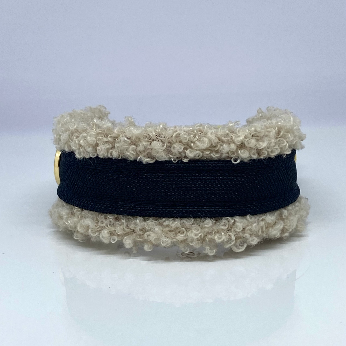 Unterlegtes Halsband BLACK + Teddy LAMB – Ansicht 1