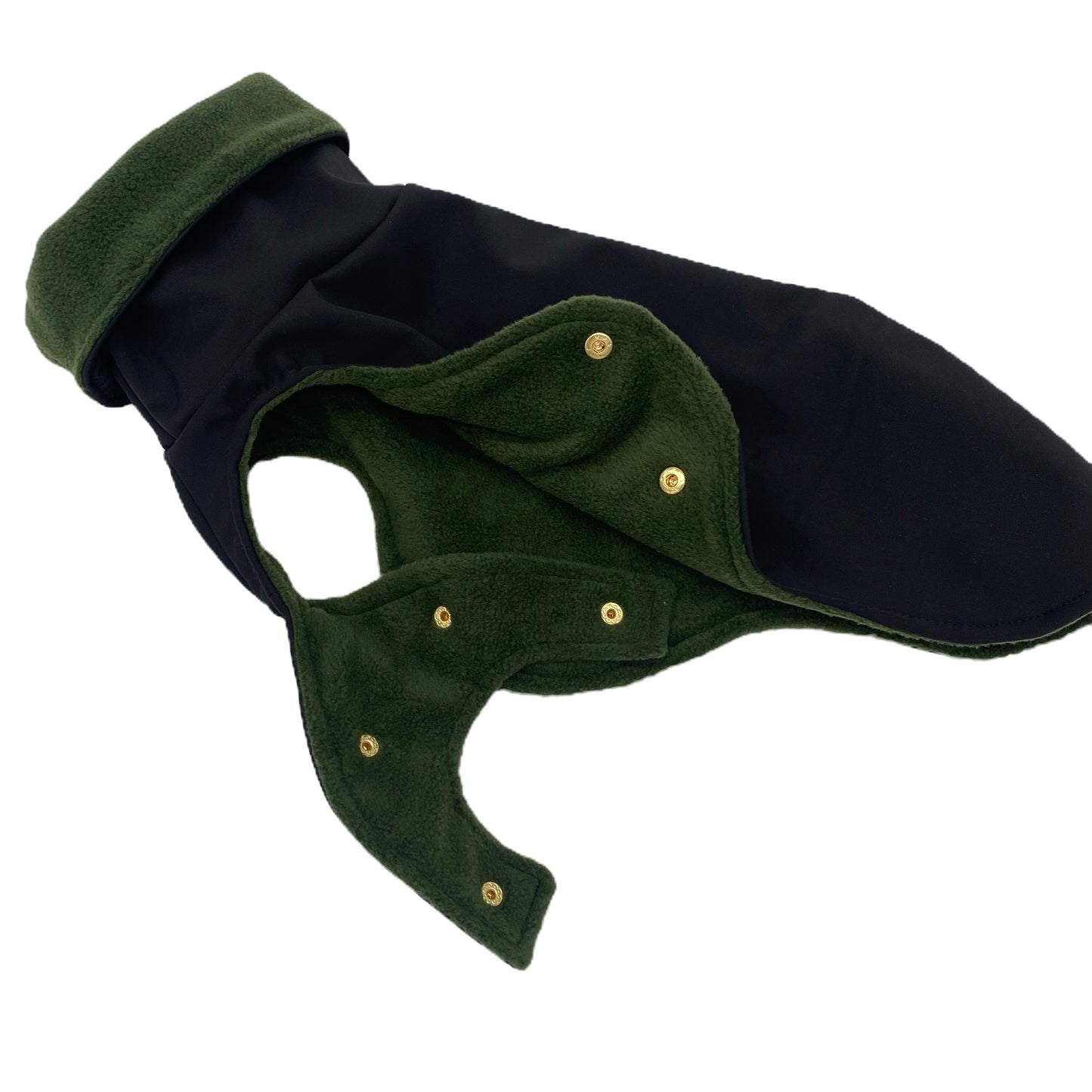 Iggy Hundemantel Softshell SCHWARZ mit Fleece WALDGRÜN – Ansicht 2
