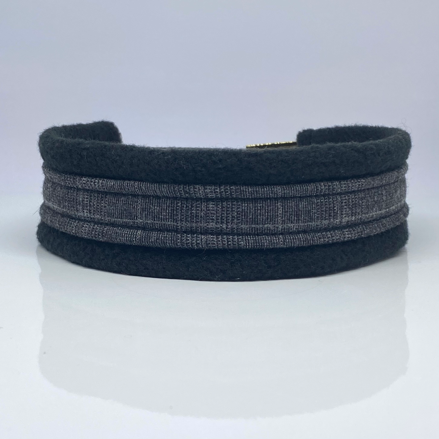 Unterlegtes Halsband VICHY + Fleece SCHWARZ – Ansicht 1