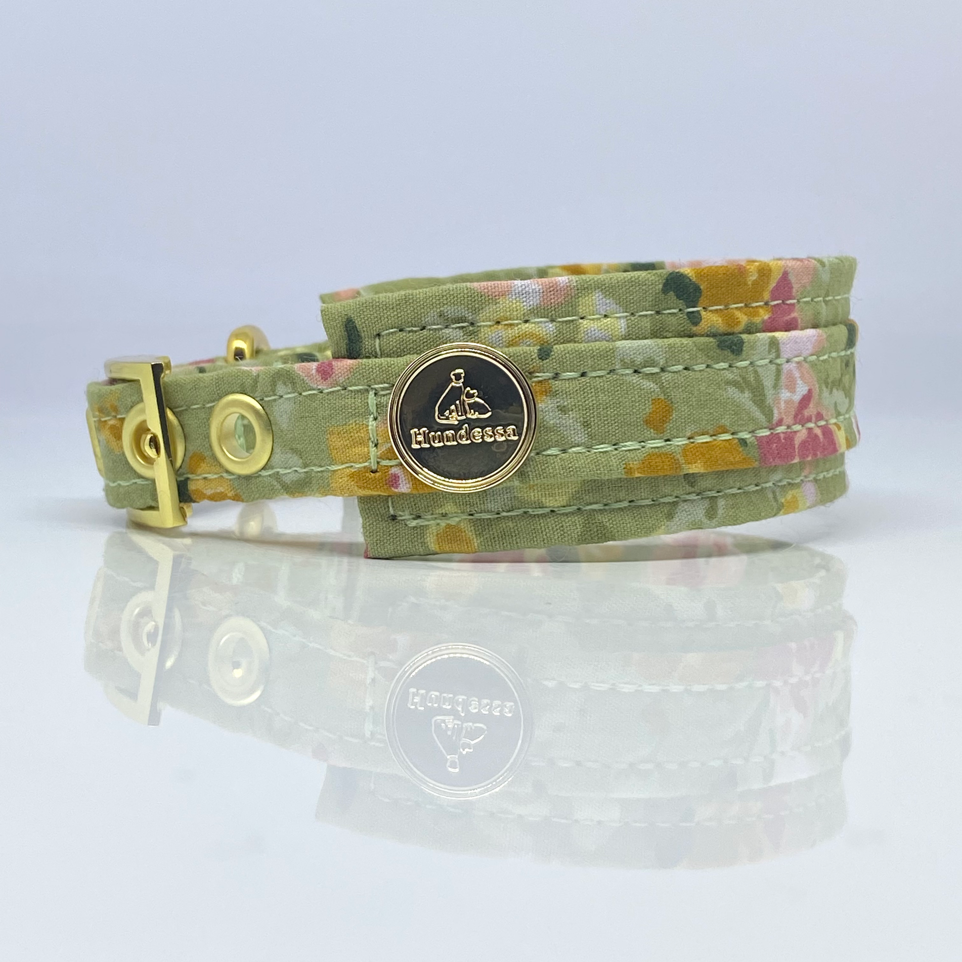 Unterlegtes Halsband STREUBLUMEN LINDGRÜN – Ansicht 2