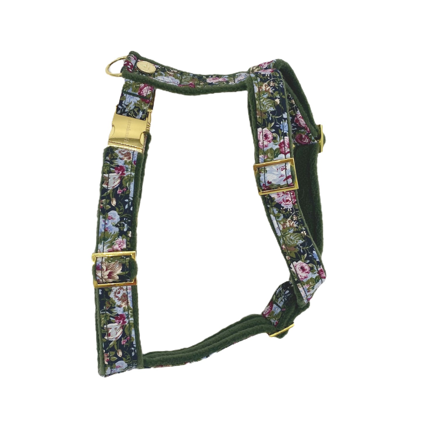 Unterlegtes Geschirr VINTAGEROSE + Fleece WALDGRÜN