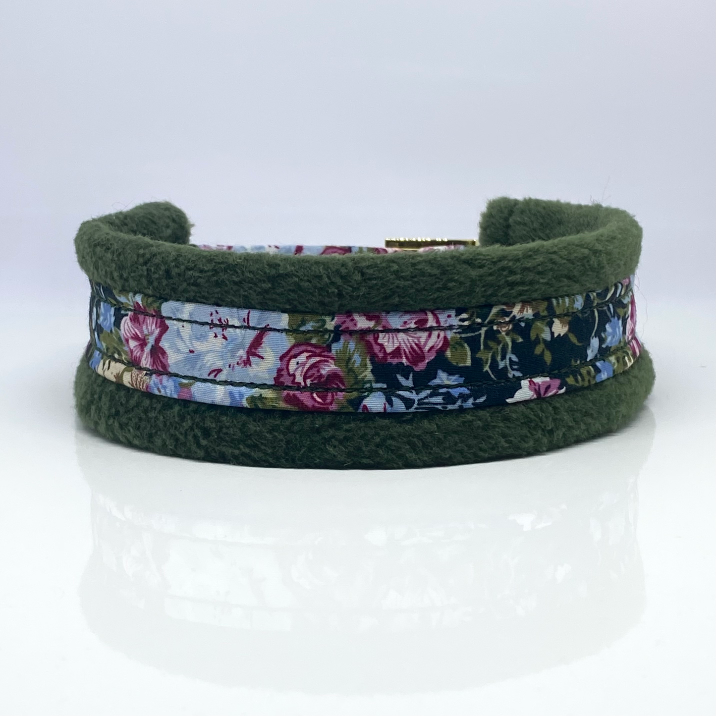 Unterlegtes Halsband  VINTAGEROSE + Fleece WALDGRÜN – Ansicht 1