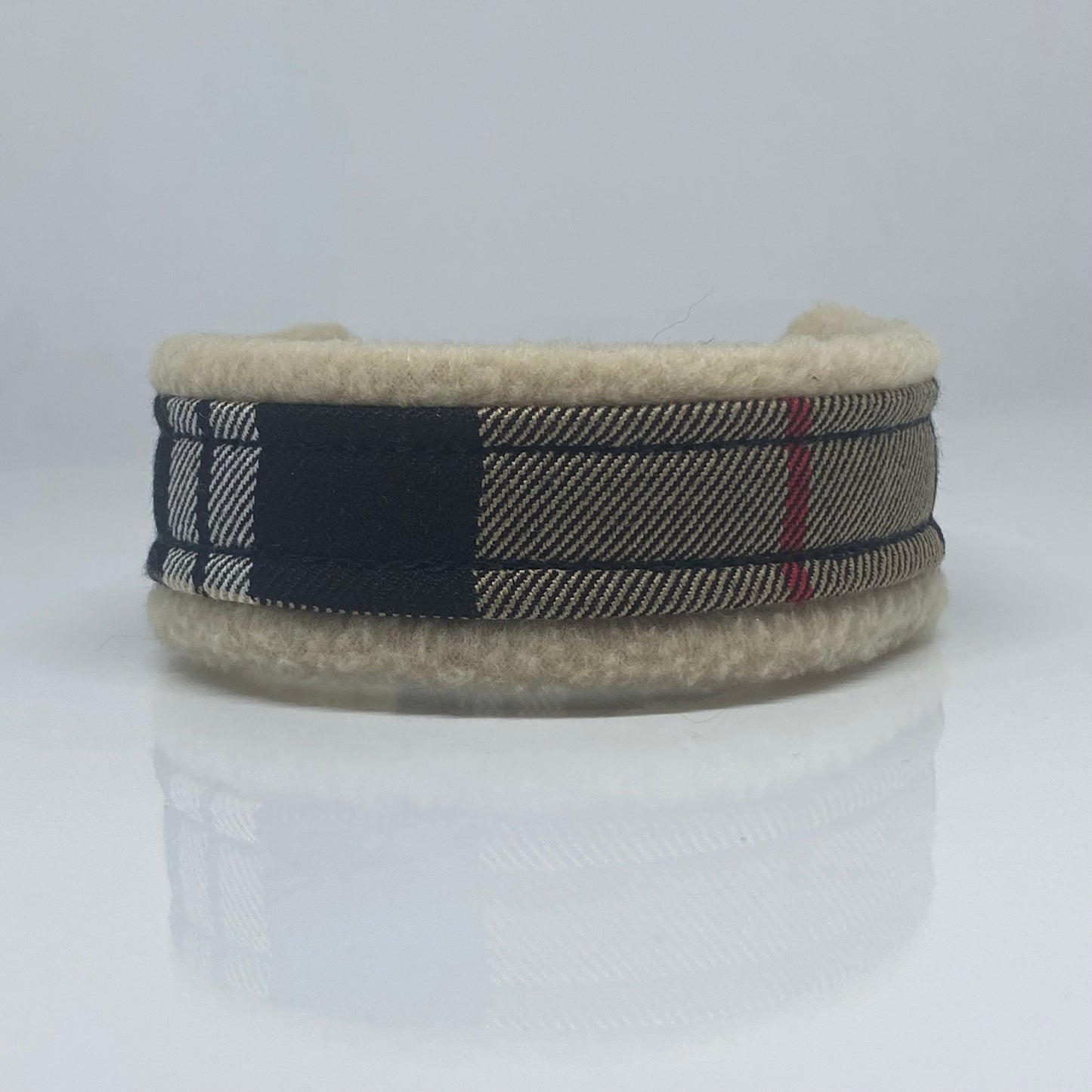 Unterlegtes Halsband KARO + Fleece CREME – Ansicht 1
