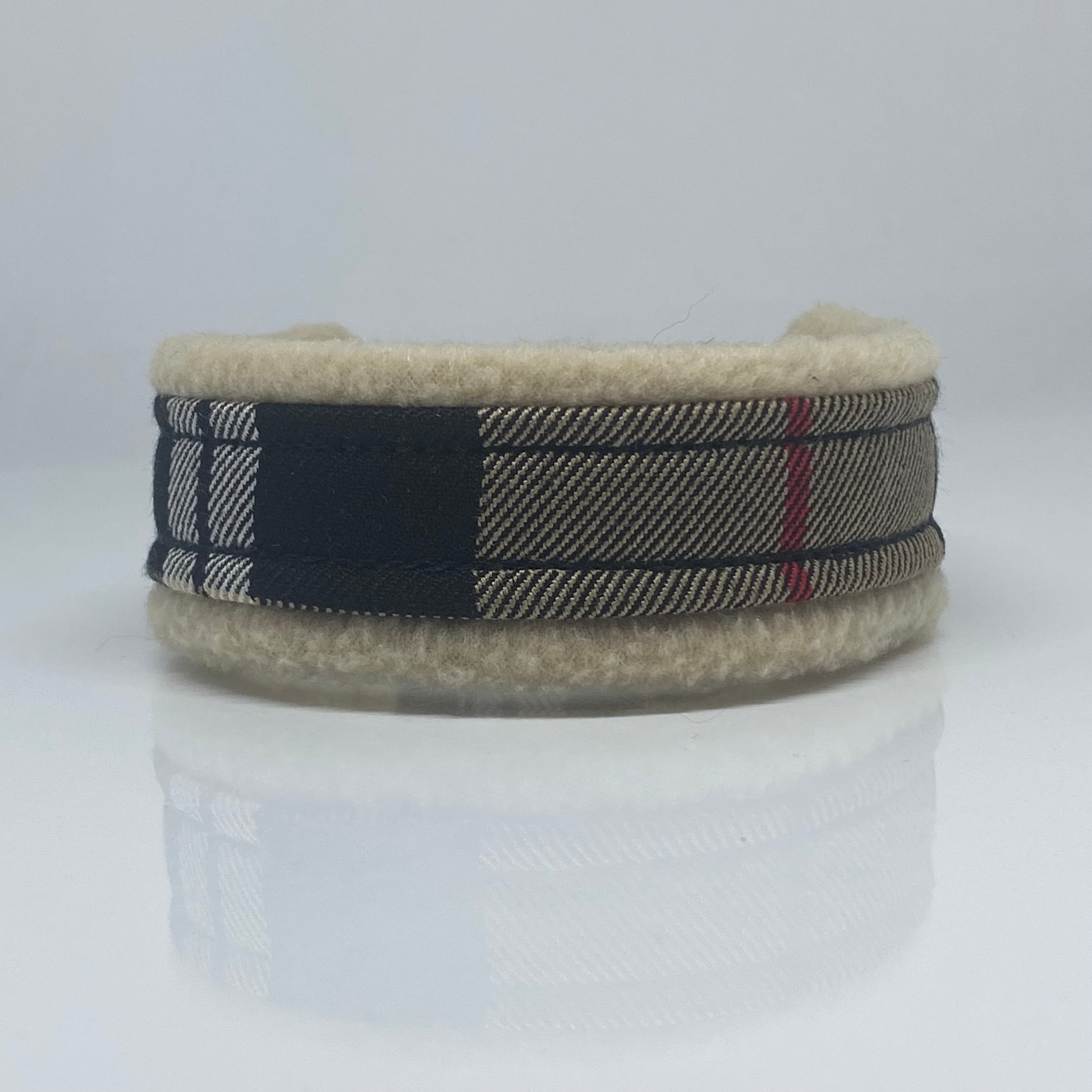 Unterlegtes Halsband KARO + Fleece CREME – Ansicht 1