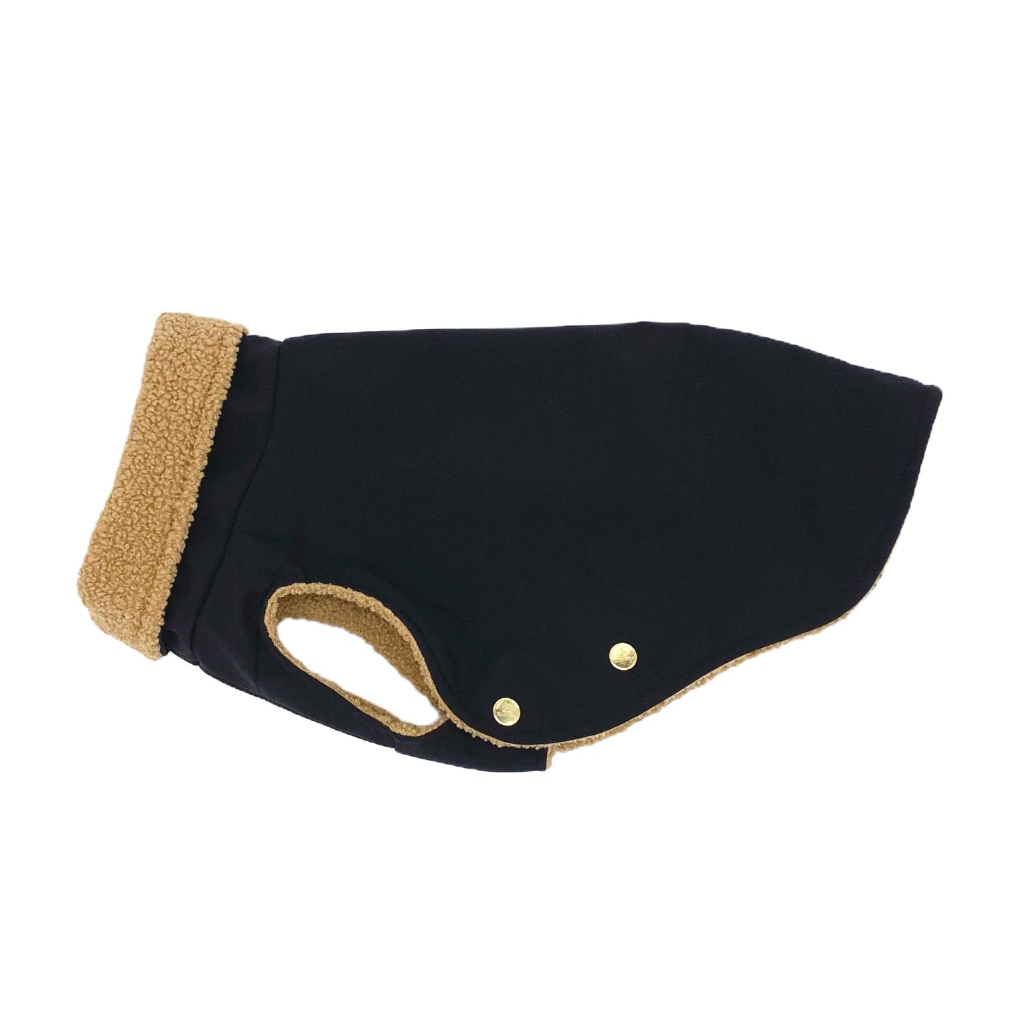Hundemantel Softshell SCHWARZ + Teddy HELLBRAUN