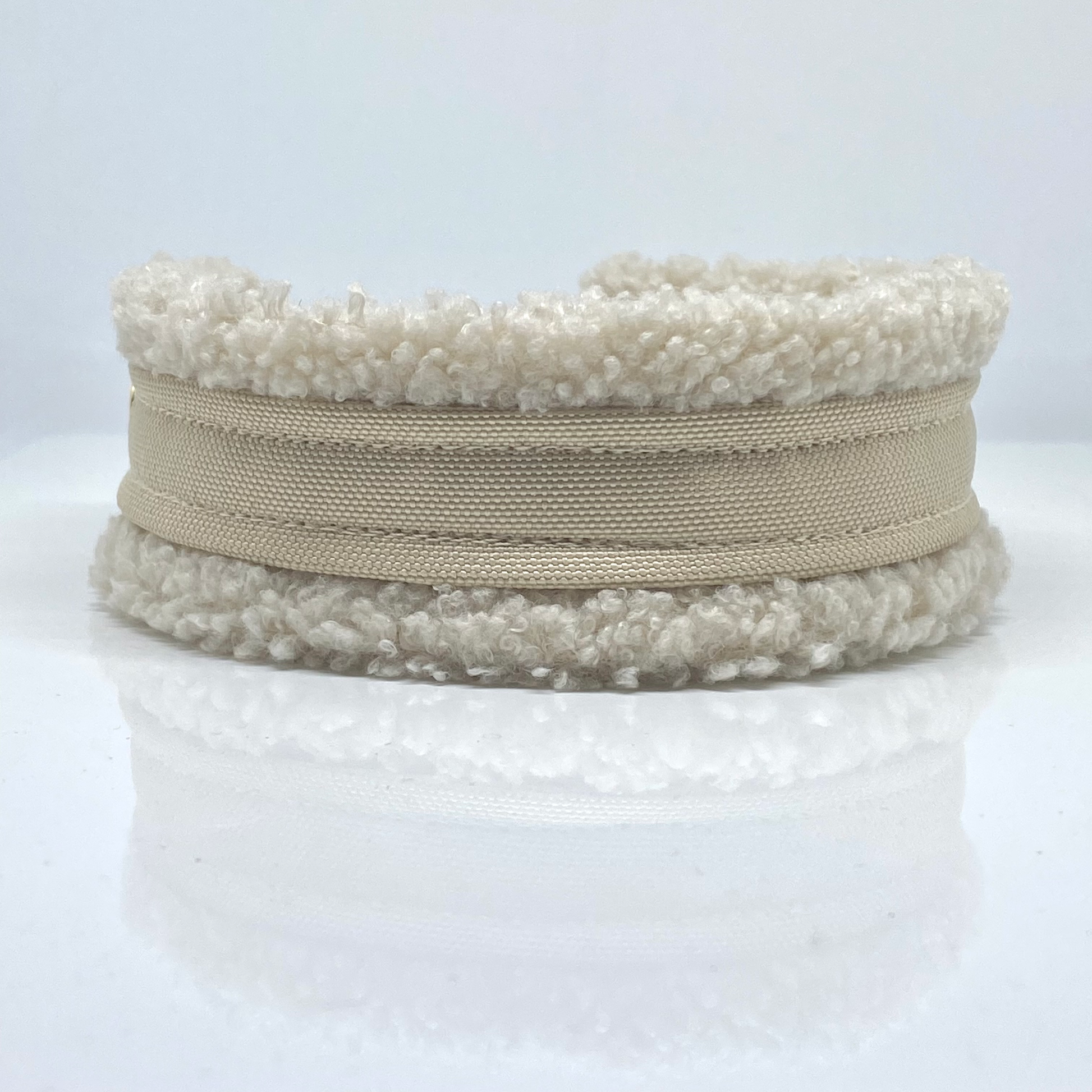 Unterlegtes Halsband CHAMPAGNER + Teddy LAMB – Ansicht 2