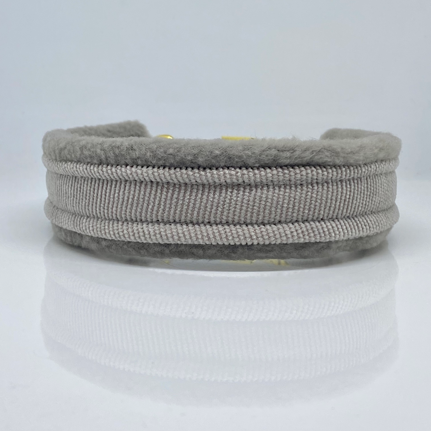 Unterlegtes Halsband Cord GRAUBEIGE + Fleece HELLGRAU – Ansicht 1
