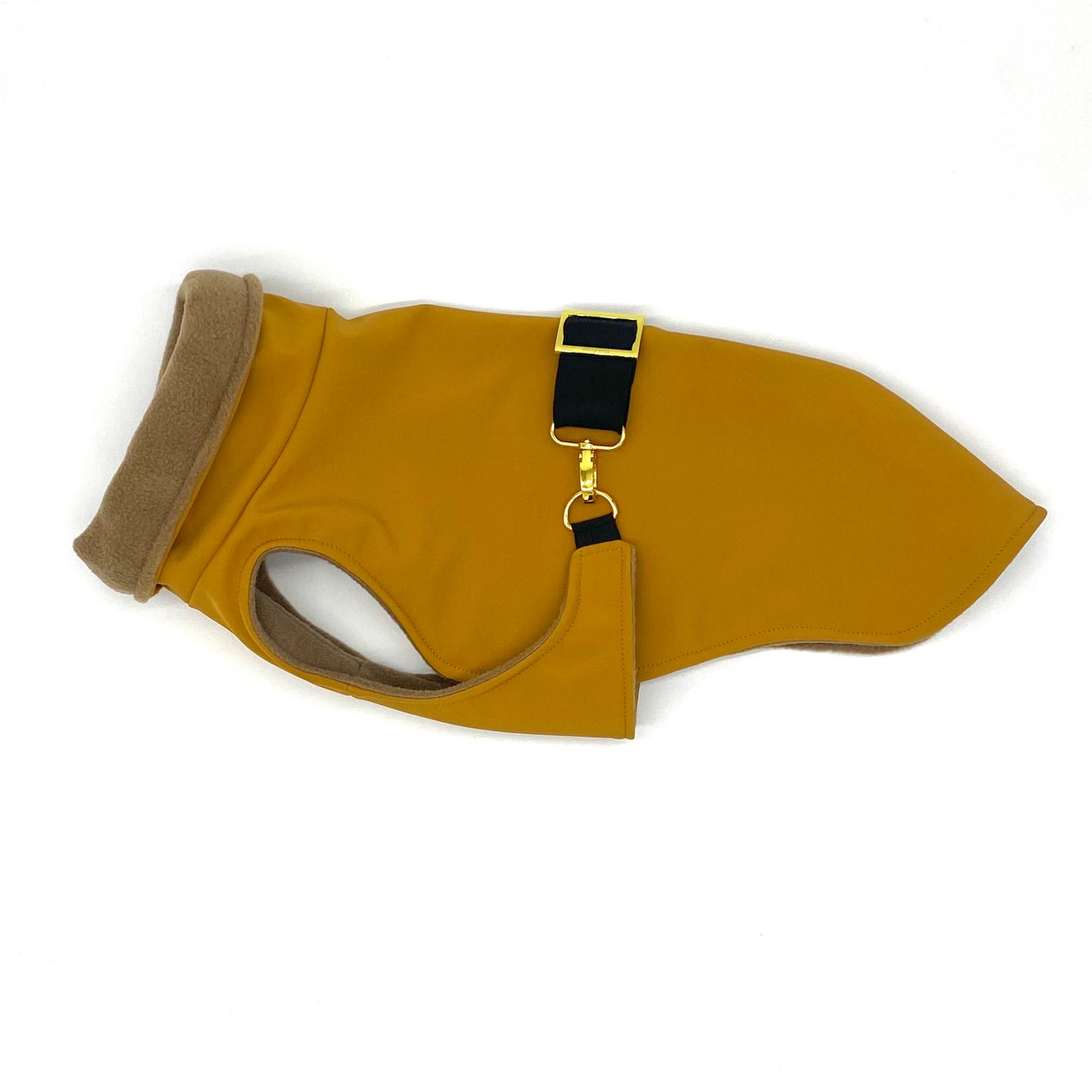 Hundemantel Softshell SENFGELB mit Brustgurt – Ansicht 1