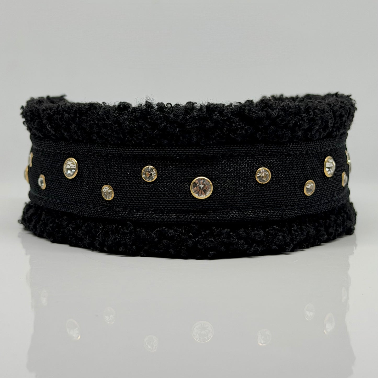 Unterlegtes Halsband BLACK + Teddy ONYX – Ansicht 1