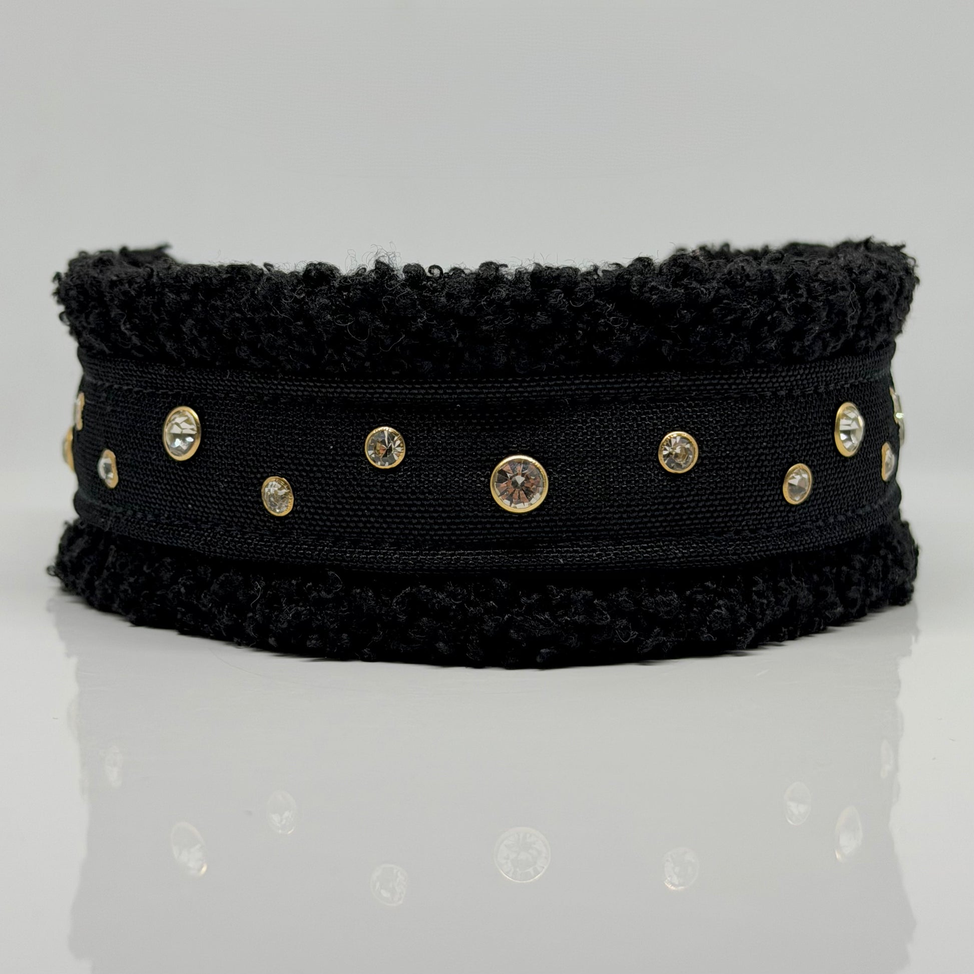 Unterlegtes Halsband BLACK + Teddy ONYX – Ansicht 1