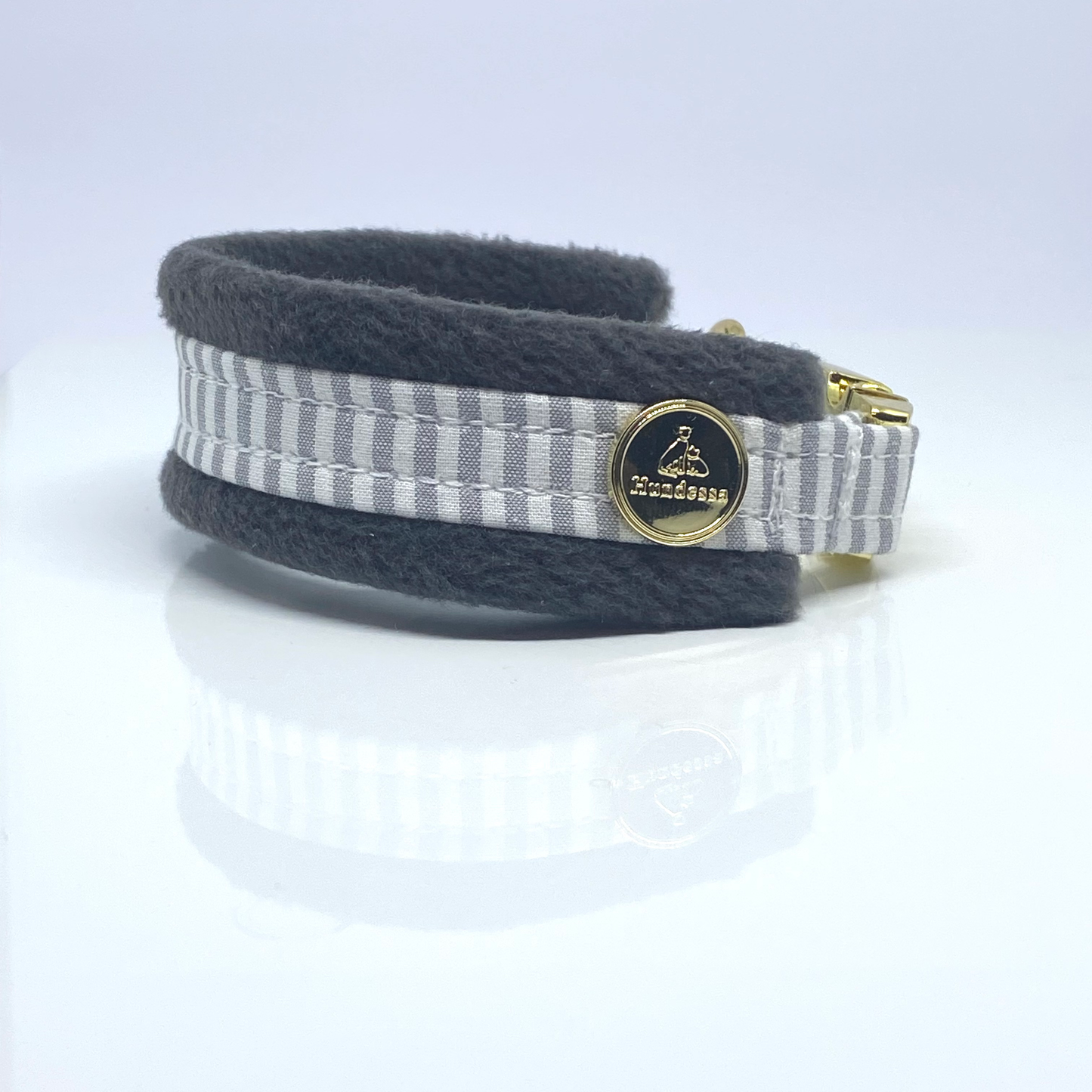Unterlegtes Halsband MARITIM HELLGRAU + Fleece ANTHRAZIT – Ansicht 2