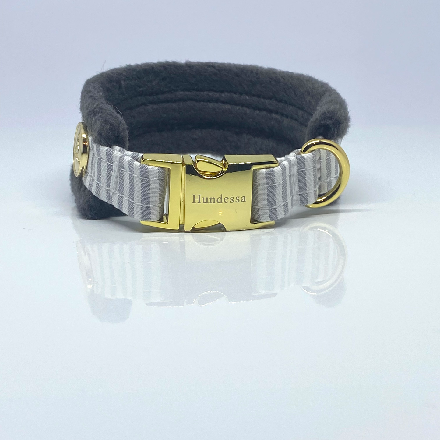 Unterlegtes Halsband MARITIM HELLGRAU + Fleece ANTHRAZIT – Ansicht 3