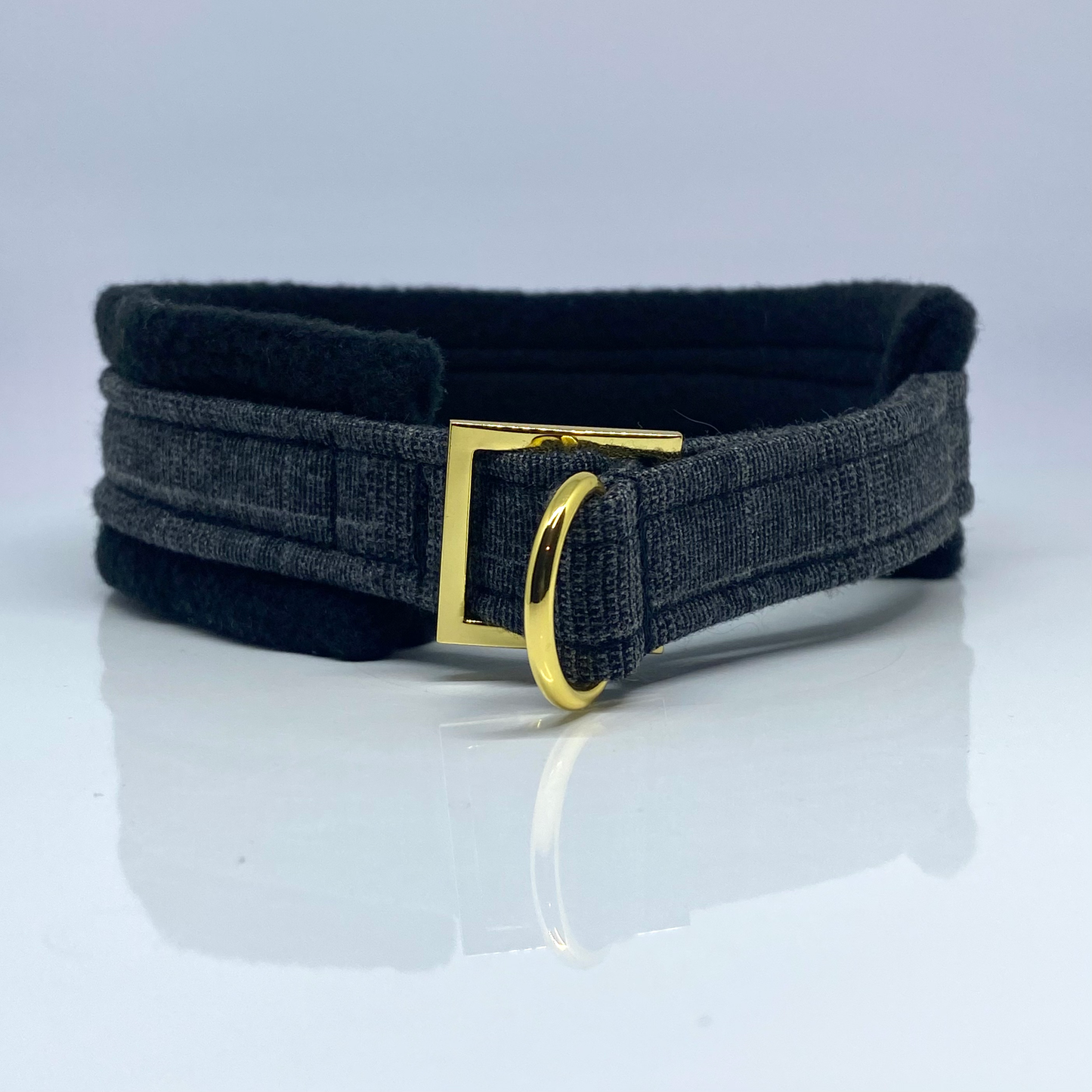 Unterlegtes Halsband VICHY + Fleece SCHWARZ – Ansicht 2