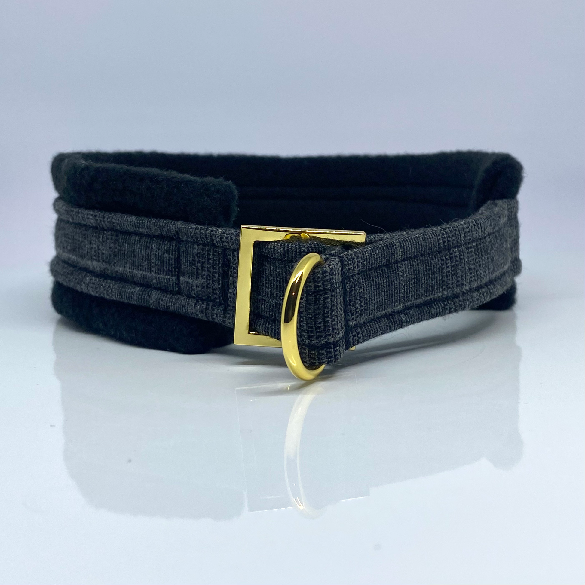 Unterlegtes Halsband VICHY + Fleece SCHWARZ – Ansicht 2