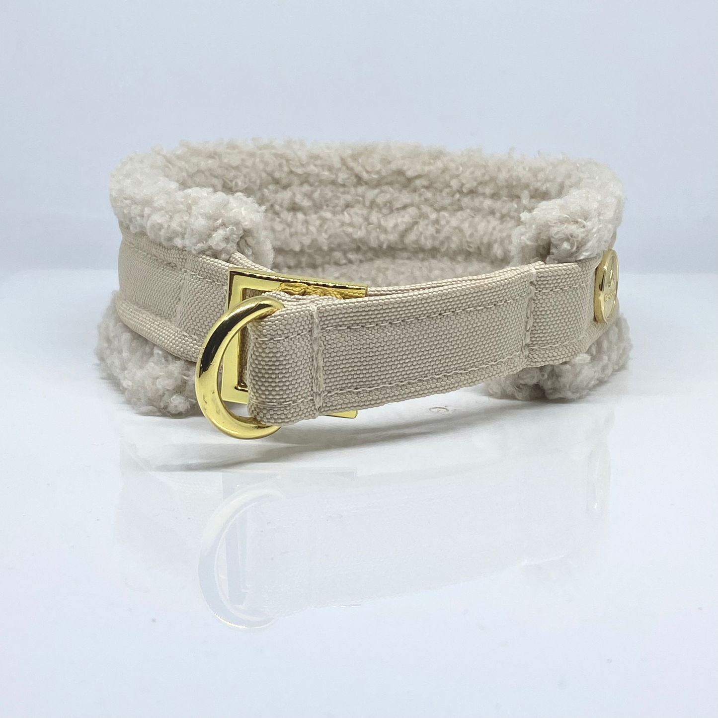 Unterlegtes Halsband CHAMPAGNER + Teddy LAMB – Ansicht 4