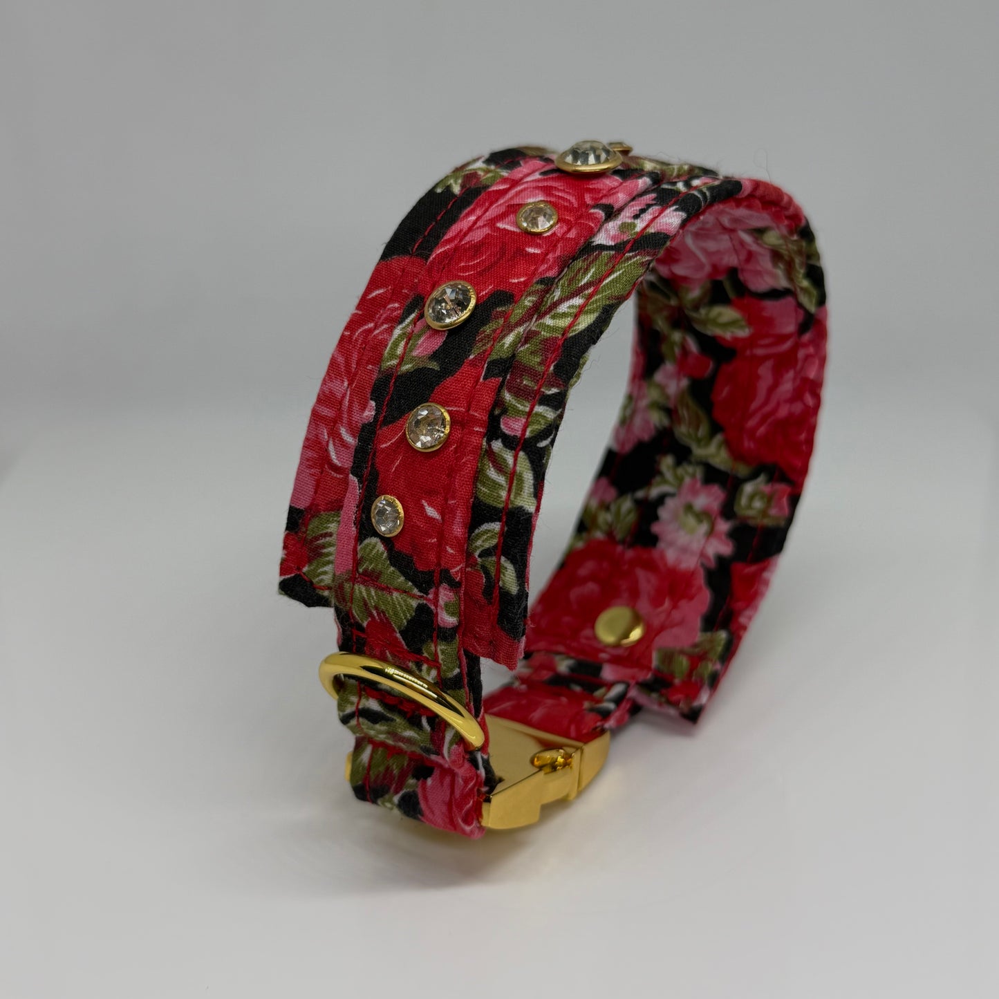 Unterlegtes Halsband RASPBERRY ROSES – Ansicht 4