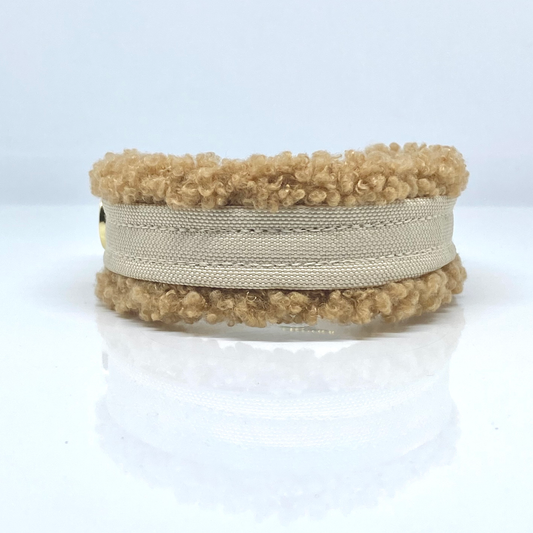 Unterlegtes Halsband CHAMPAGNER + TEDDY – Ansicht 1