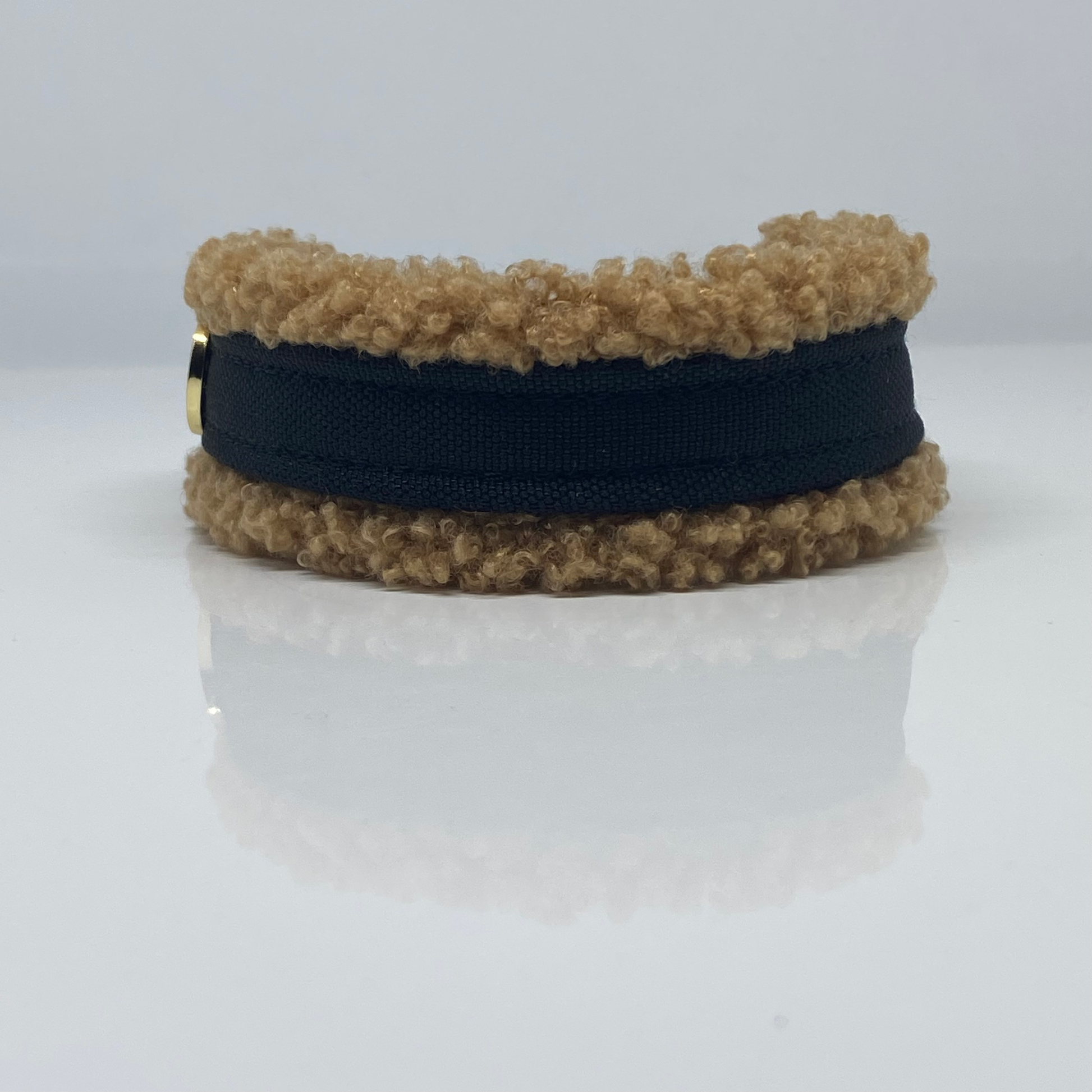 Unterlegtes Halsband BLACK + Teddy HELLBRAUN – Ansicht 1