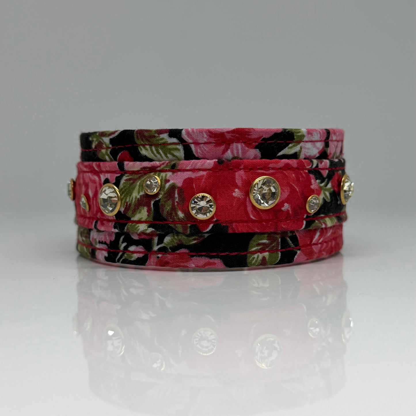 Unterlegtes Halsband RASPBERRY ROSES – Ansicht 1