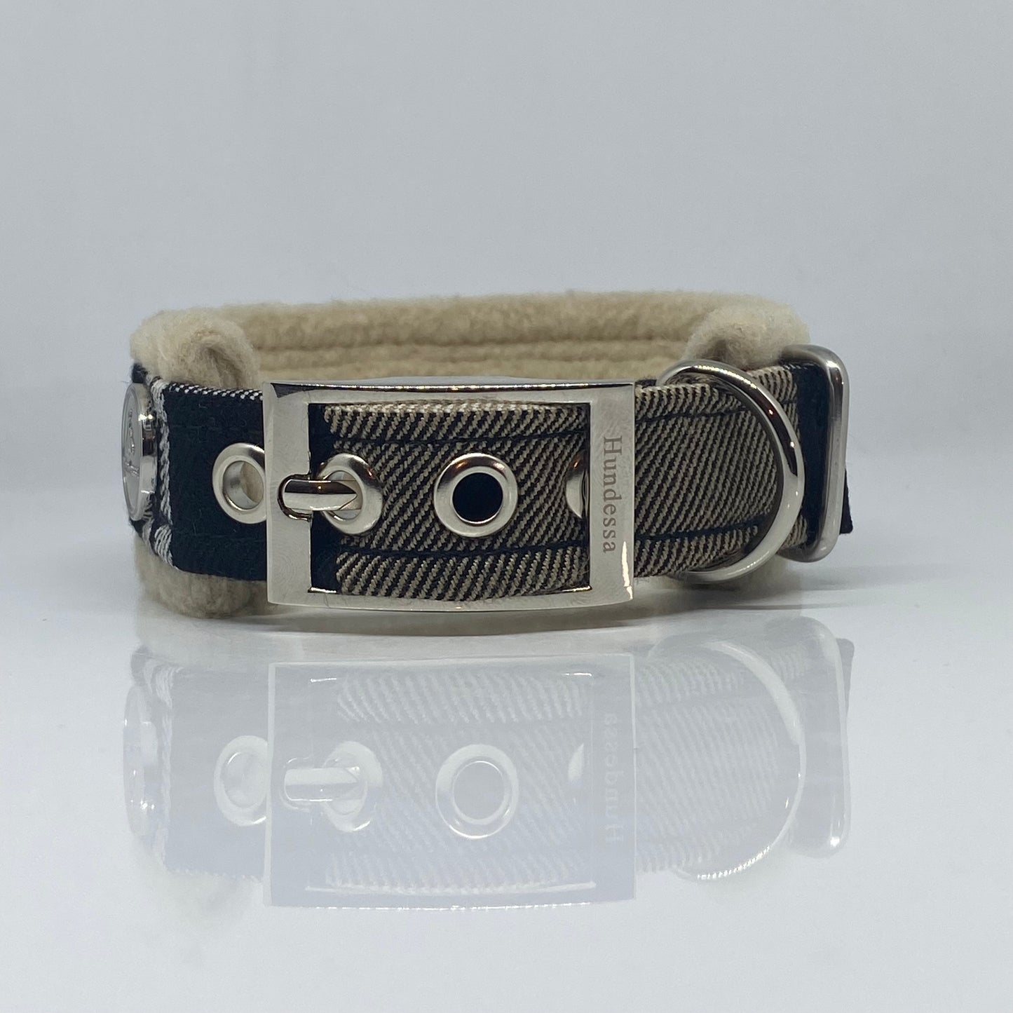 Unterlegtes Halsband KARO + Fleece CREME – Ansicht 3
