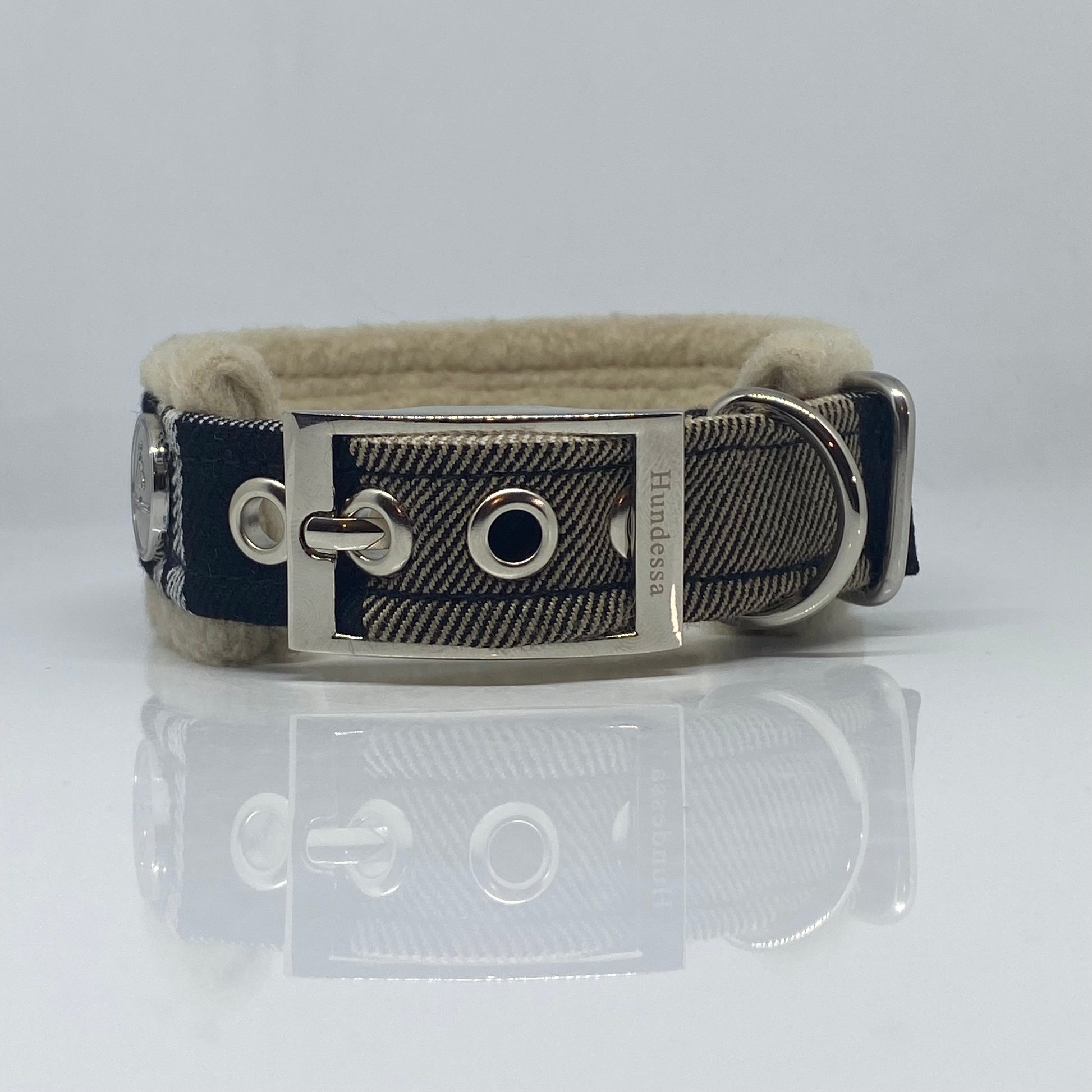 Unterlegtes Halsband KARO + Fleece CREME – Ansicht 3