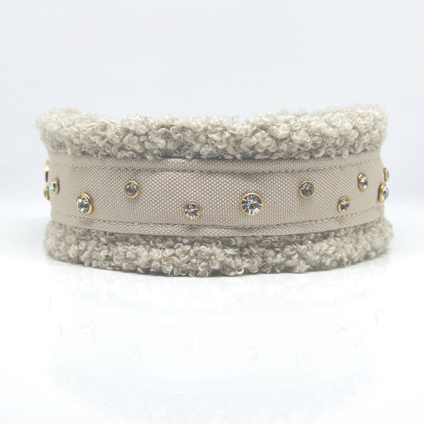 Unterlegtes Halsband CHAMPAGNER + Teddy LAMB – Ansicht 1