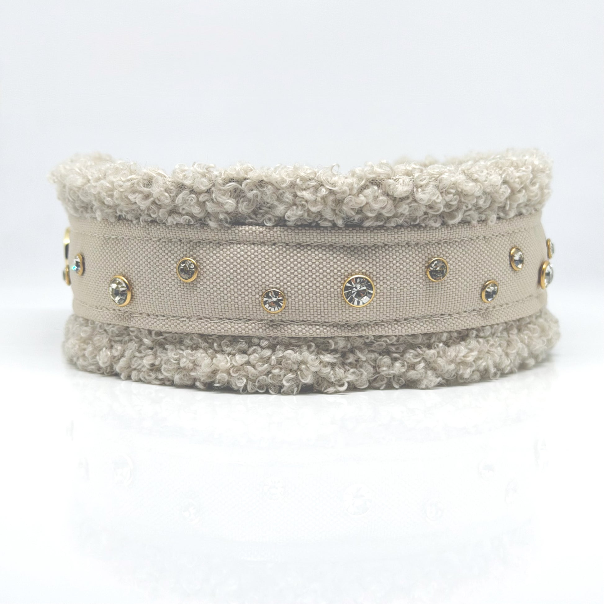 Unterlegtes Halsband CHAMPAGNER + Teddy LAMB – Ansicht 1