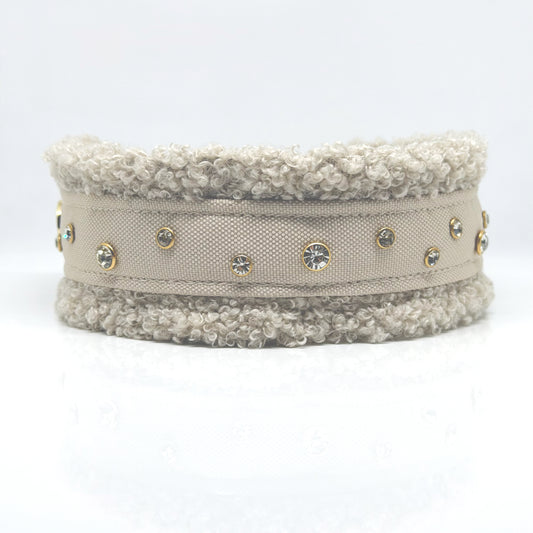 Unterlegtes Halsband CHAMPAGNER + Teddy LAMB – Ansicht 1