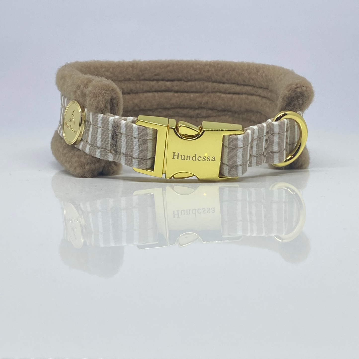 Unterlegtes Halsband MARITIM TAUPE + Fleece TOFFEE – Ansicht 2