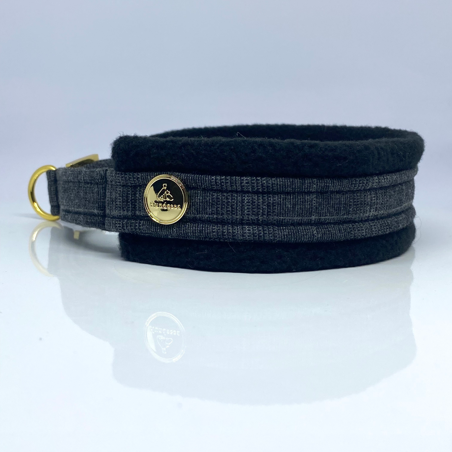 Unterlegtes Halsband VICHY + Fleece SCHWARZ – Ansicht 3