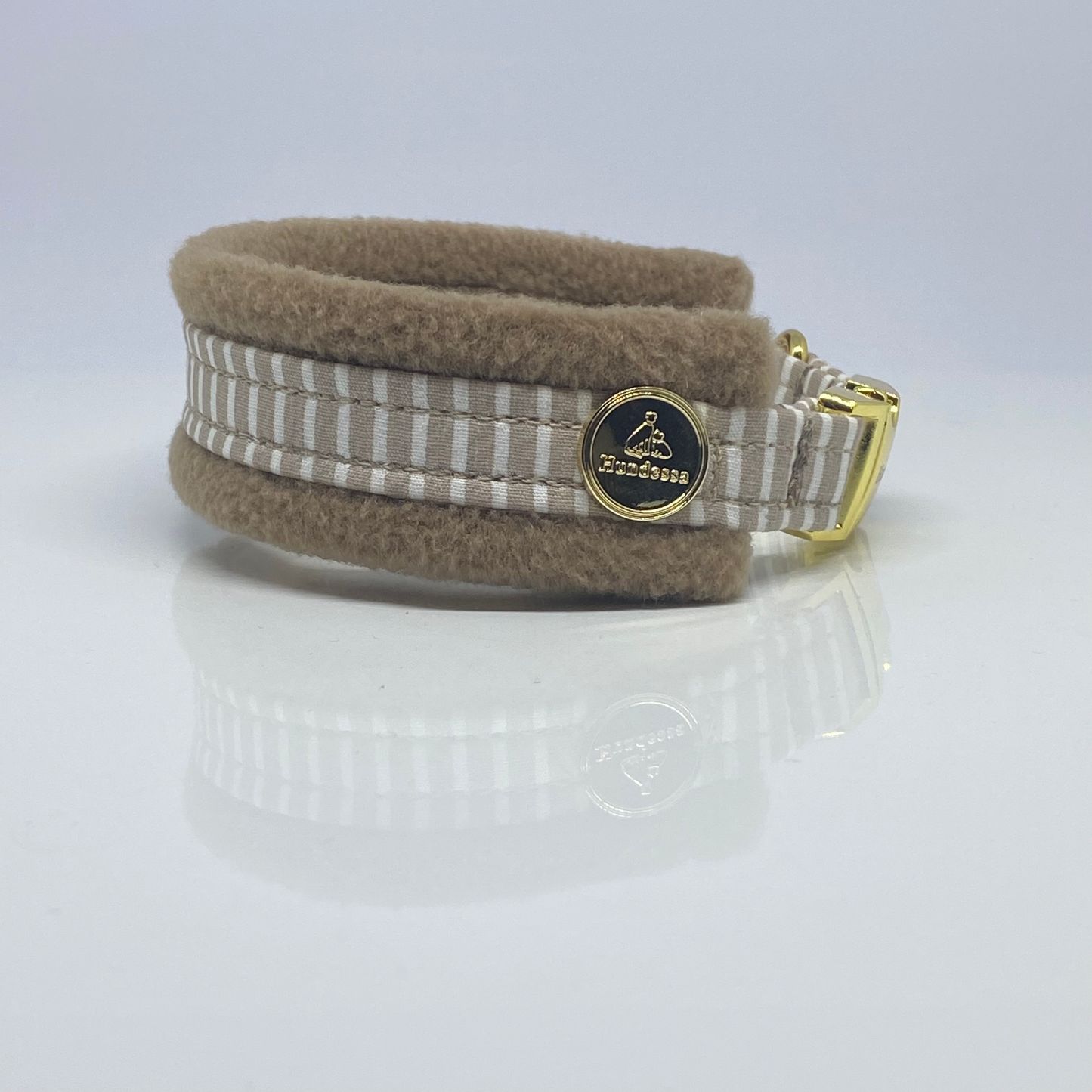 Unterlegtes Halsband MARITIM TAUPE + Fleece TOFFEE – Ansicht 3