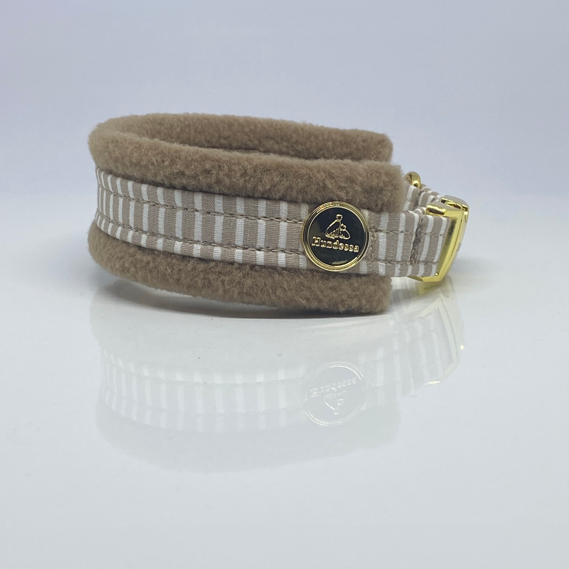 Unterlegtes Halsband MARITIM TAUPE + Fleece TOFFEE – Ansicht 3