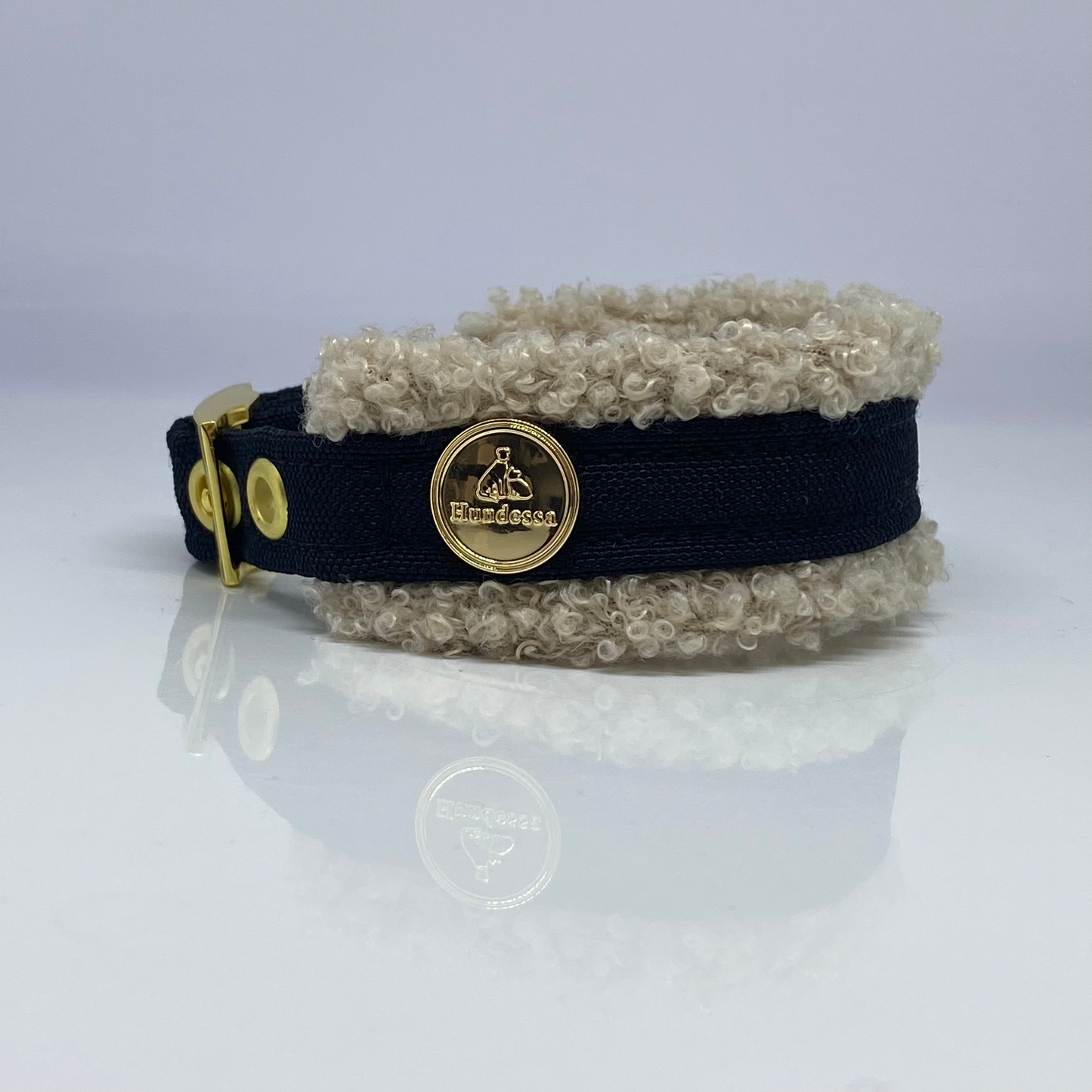 Unterlegtes Halsband BLACK + Teddy LAMB – Ansicht 3