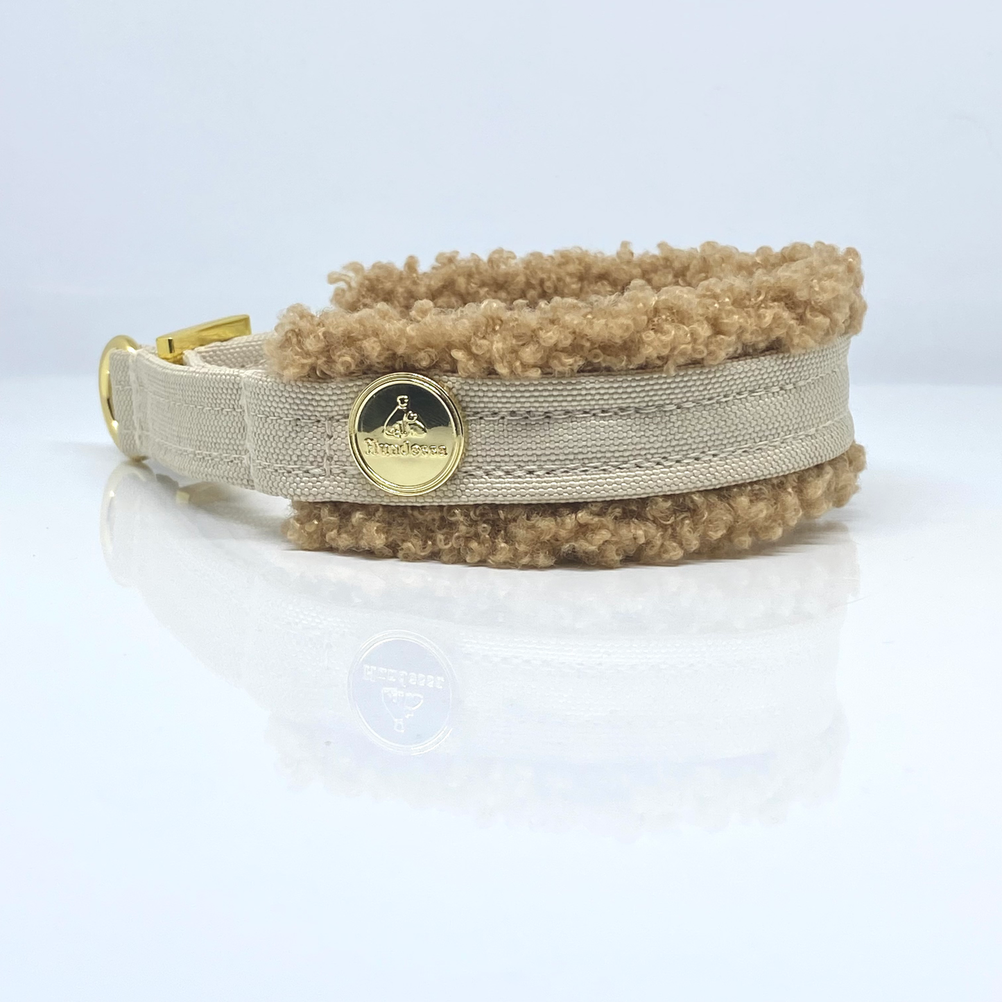 Unterlegtes Halsband CHAMPAGNER + TEDDY – Ansicht 3