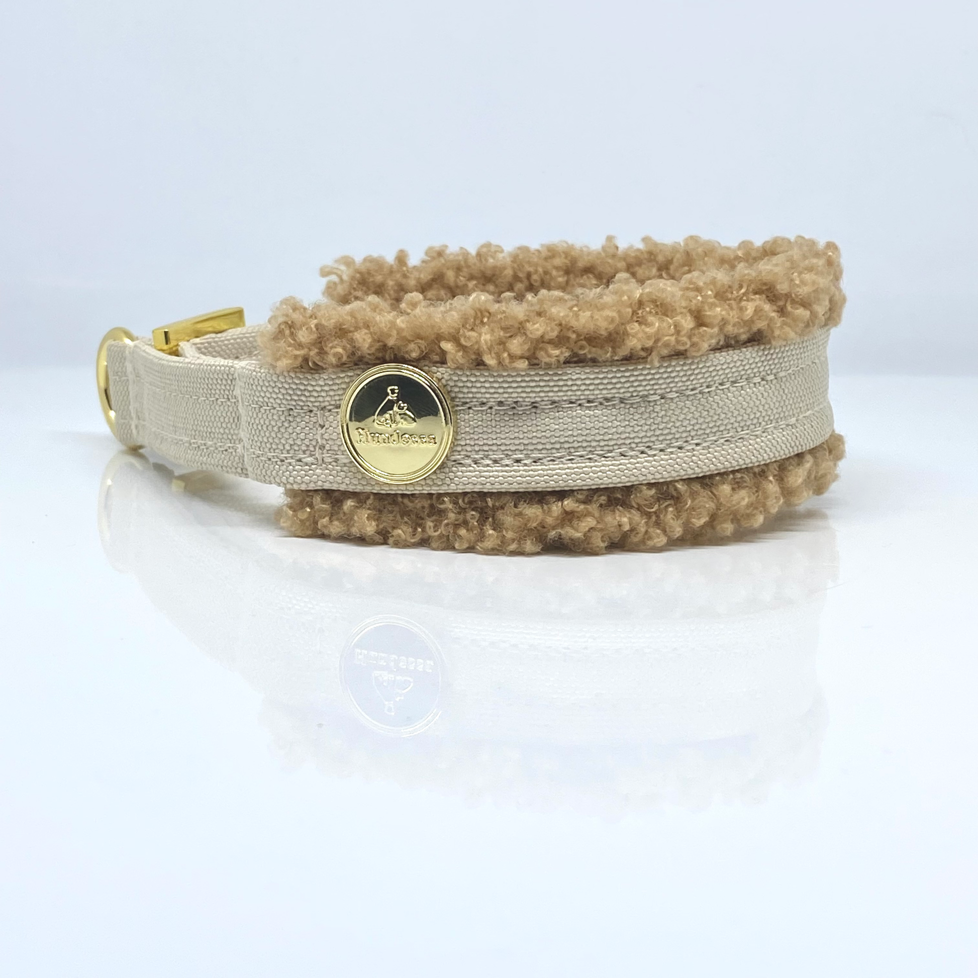 Unterlegtes Halsband CHAMPAGNER + TEDDY – Ansicht 3
